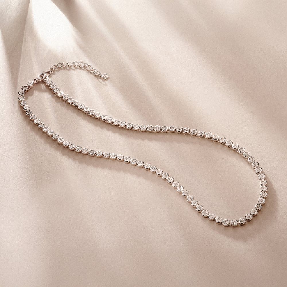 1.00ct Lab Diamond Bezel Tennis Necklace in Sterling Silver