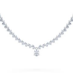LUXE 20.00ct Lab Diamond Necklace with 1.50ct IGI Certified Pear-Cut Centre in 18K White Gold