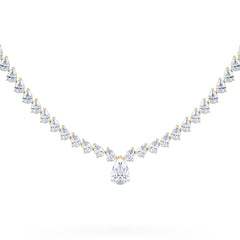LUXE 20.00ct Lab Diamond Necklace with 1.50ct IGI Certified Pear-Cut Centre in 18K Yellow Gold