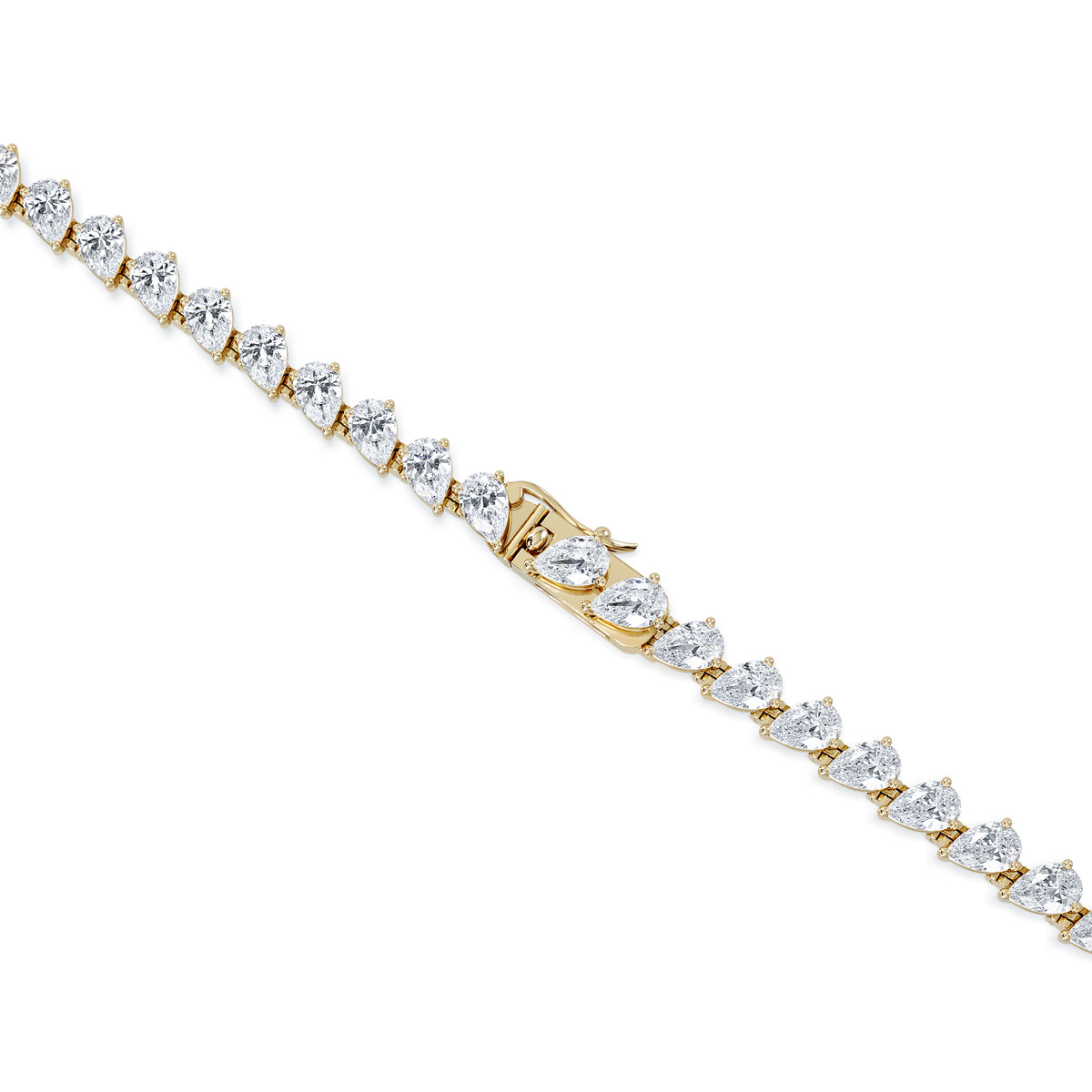 LUXE 20.00ct Lab Diamond Necklace with 1.50ct IGI Certified Pear-Cut Centre in 18K Yellow Gold