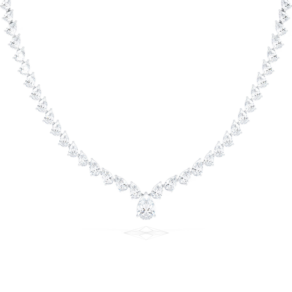LUXE 32.00ct Lab Diamond Necklace with 3.00ct IGI Certified Pear-Cut Centre in 18K Yellow Gold