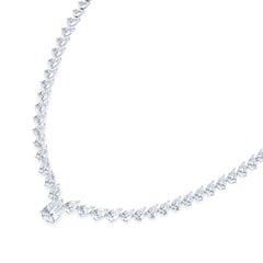 LUXE 32.00ct Lab Diamond Necklace with 3.00ct IGI Certified Pear-Cut Centre in 18K White Gold