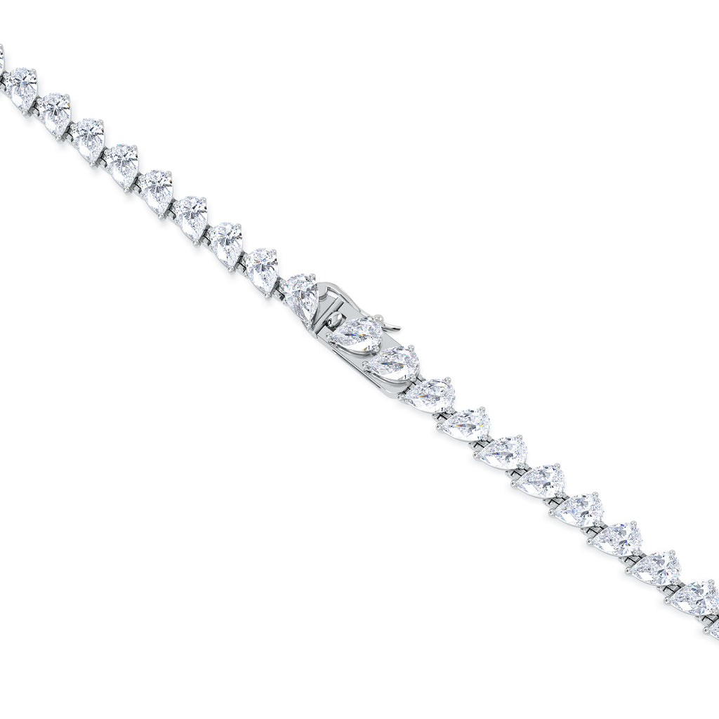 LUXE 32.00ct Lab Diamond Necklace with 3.00ct IGI Certified Pear-Cut Centre in 18K White Gold