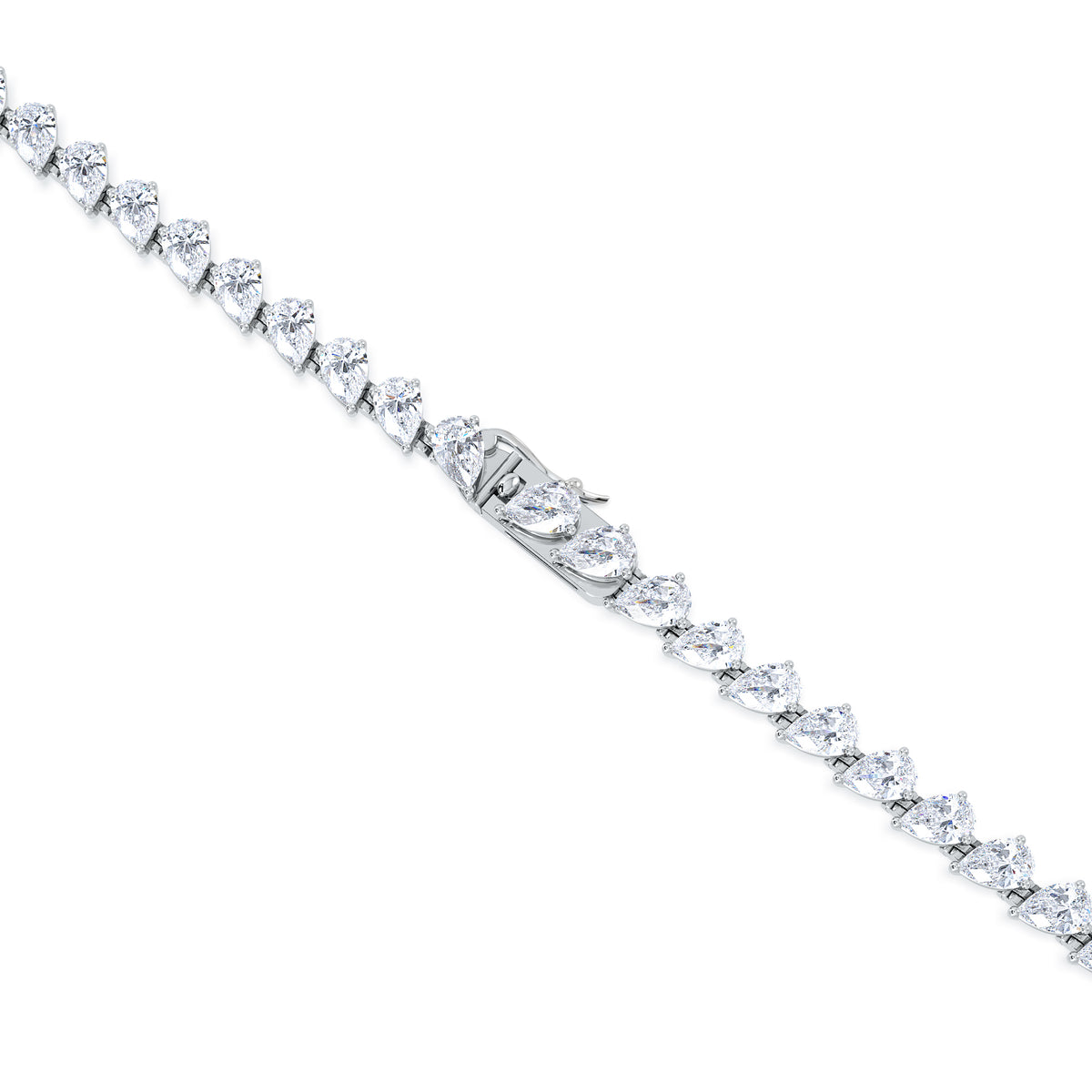 LUXE 32.00ct Lab Diamond Necklace with 3.00ct IGI Certified Pear-Cut Centre in 18K White Gold