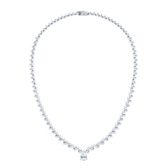 LUXE 32.00ct Lab Diamond Necklace with 3.00ct IGI Certified Pear-Cut Centre in 18K White Gold