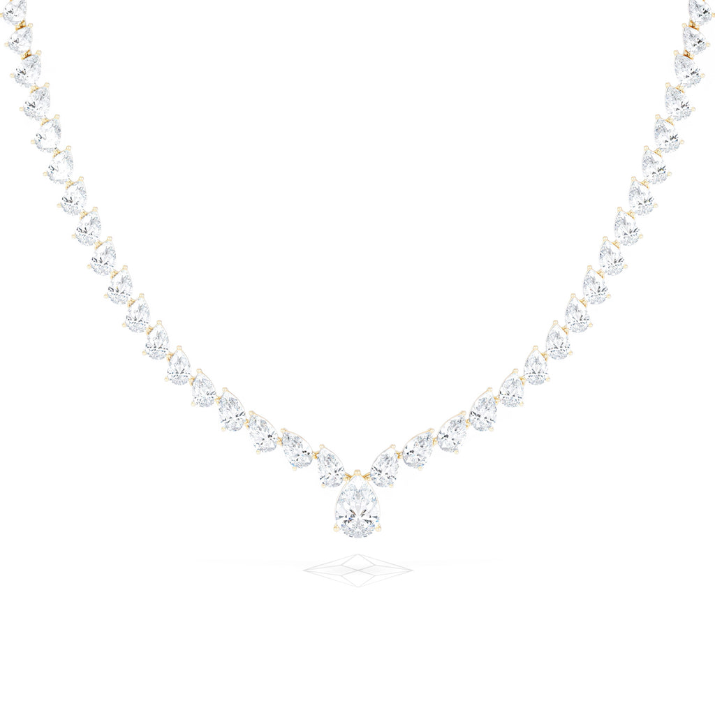 LUXE 32.00ct Lab Diamond Necklace with 3.00ct IGI Certified Pear-Cut Centre in 18K White Gold