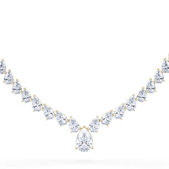 LUXE 32.00ct Lab Diamond Necklace with 3.00ct IGI Certified Pear-Cut Centre in 18K Yellow Gold
