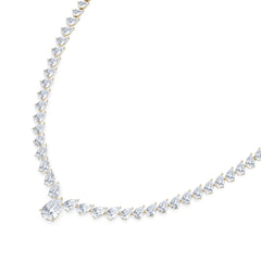 LUXE 32.00ct Lab Diamond Necklace with 3.00ct IGI Certified Pear-Cut Centre in 18K Yellow Gold