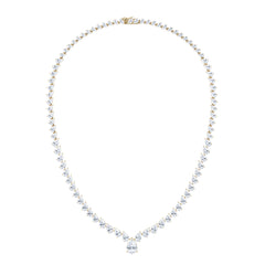 LUXE 32.00ct Lab Diamond Necklace with 3.00ct IGI Certified Pear-Cut Centre in 18K Yellow Gold