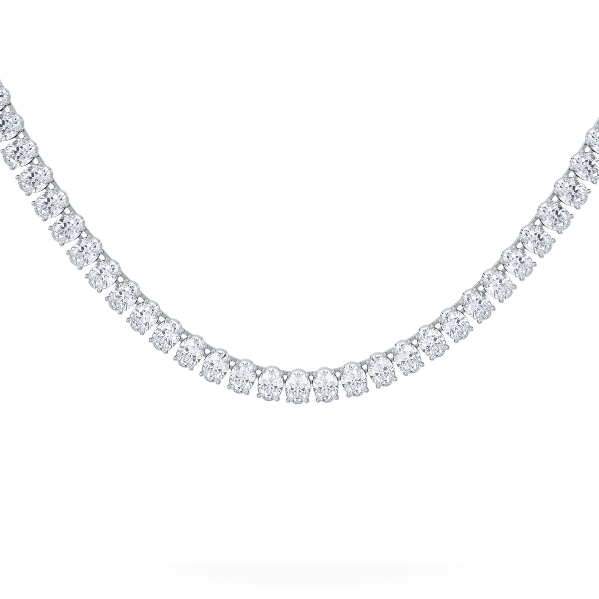 LUXE 24.00ct Lab Diamond Necklace with IGI Certified Oval-Cut Diamonds in 18K White Gold