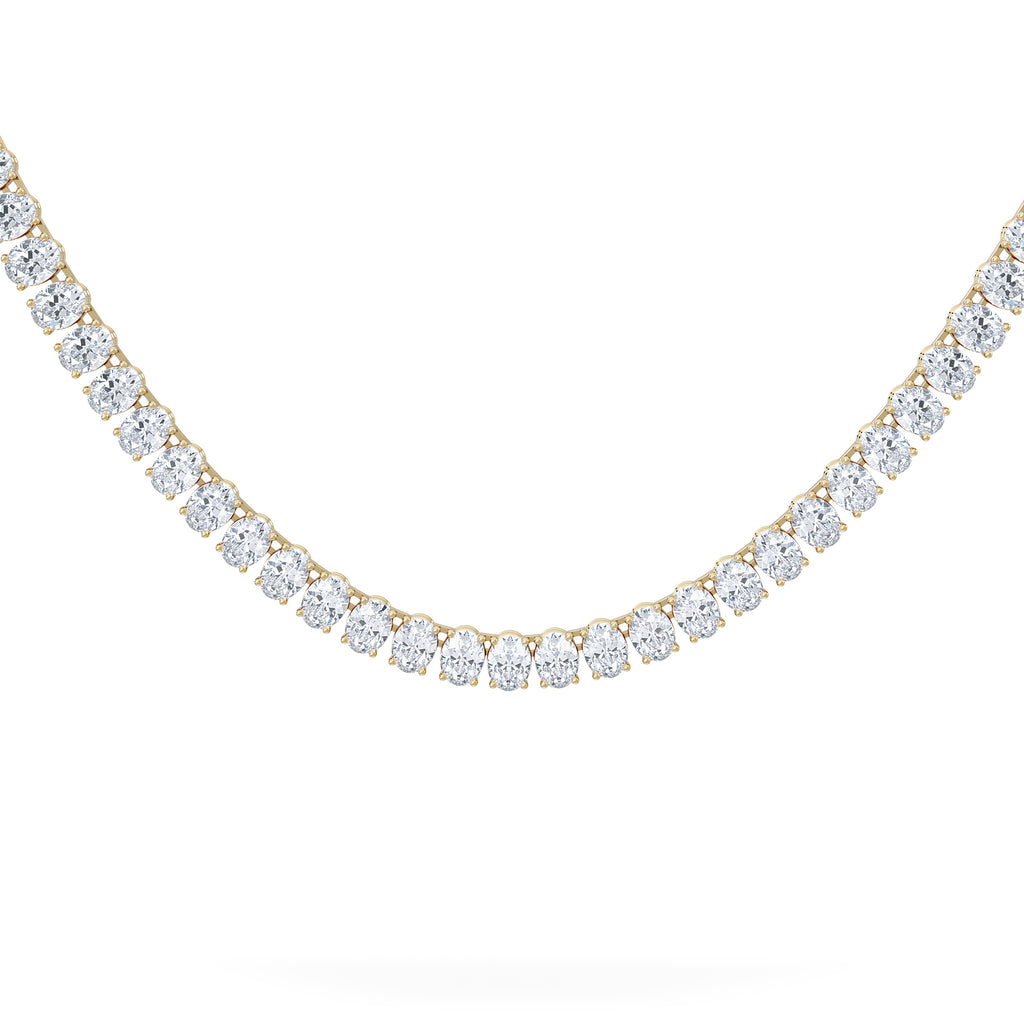 LUXE 24.00ct Lab Diamond Necklace with IGI Certified Oval-Cut Diamonds in 18K Yellow Gold