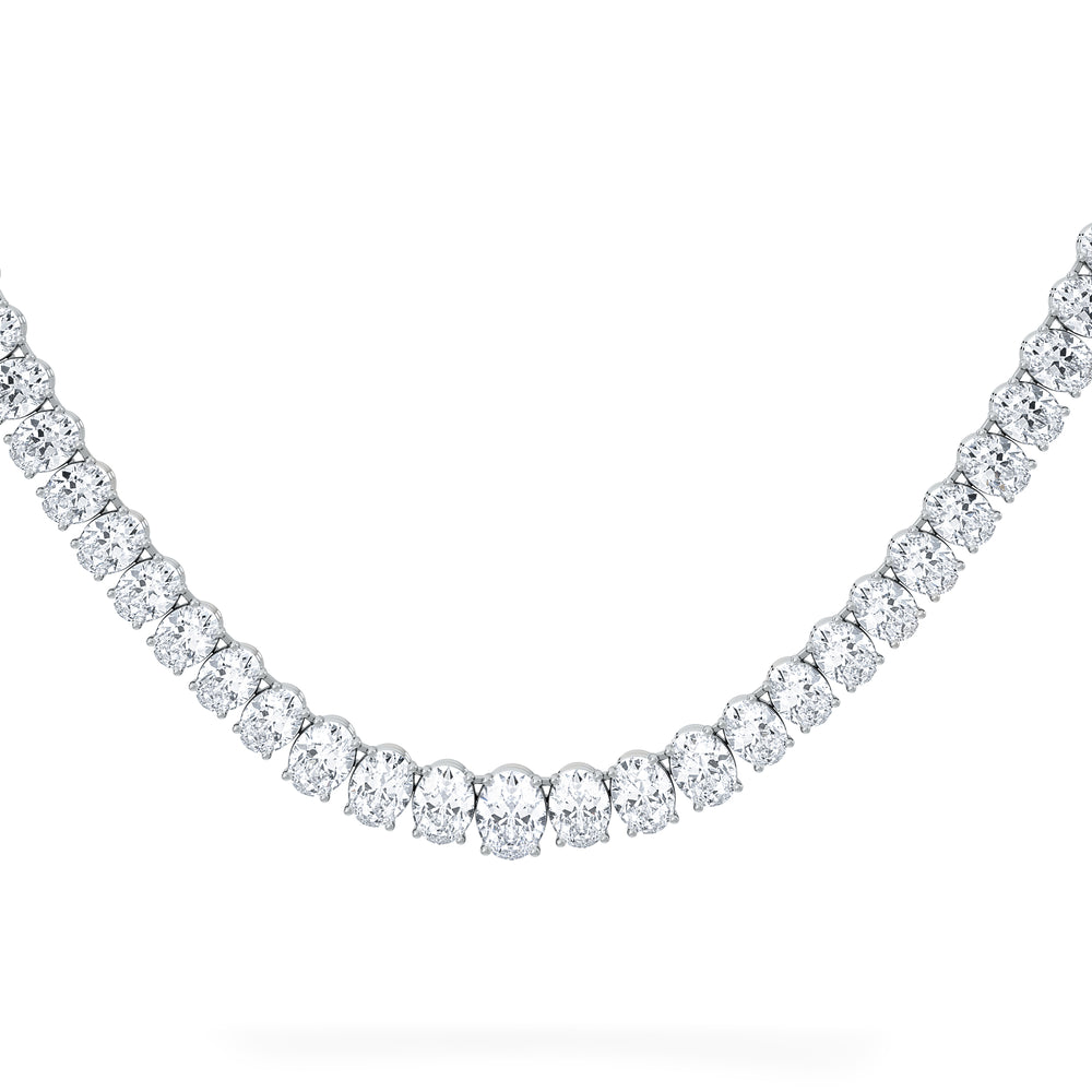 LUXE 33.00ct Lab Diamond Necklace with IGI Certified Oval-Cut Diamonds in 18K White Gold