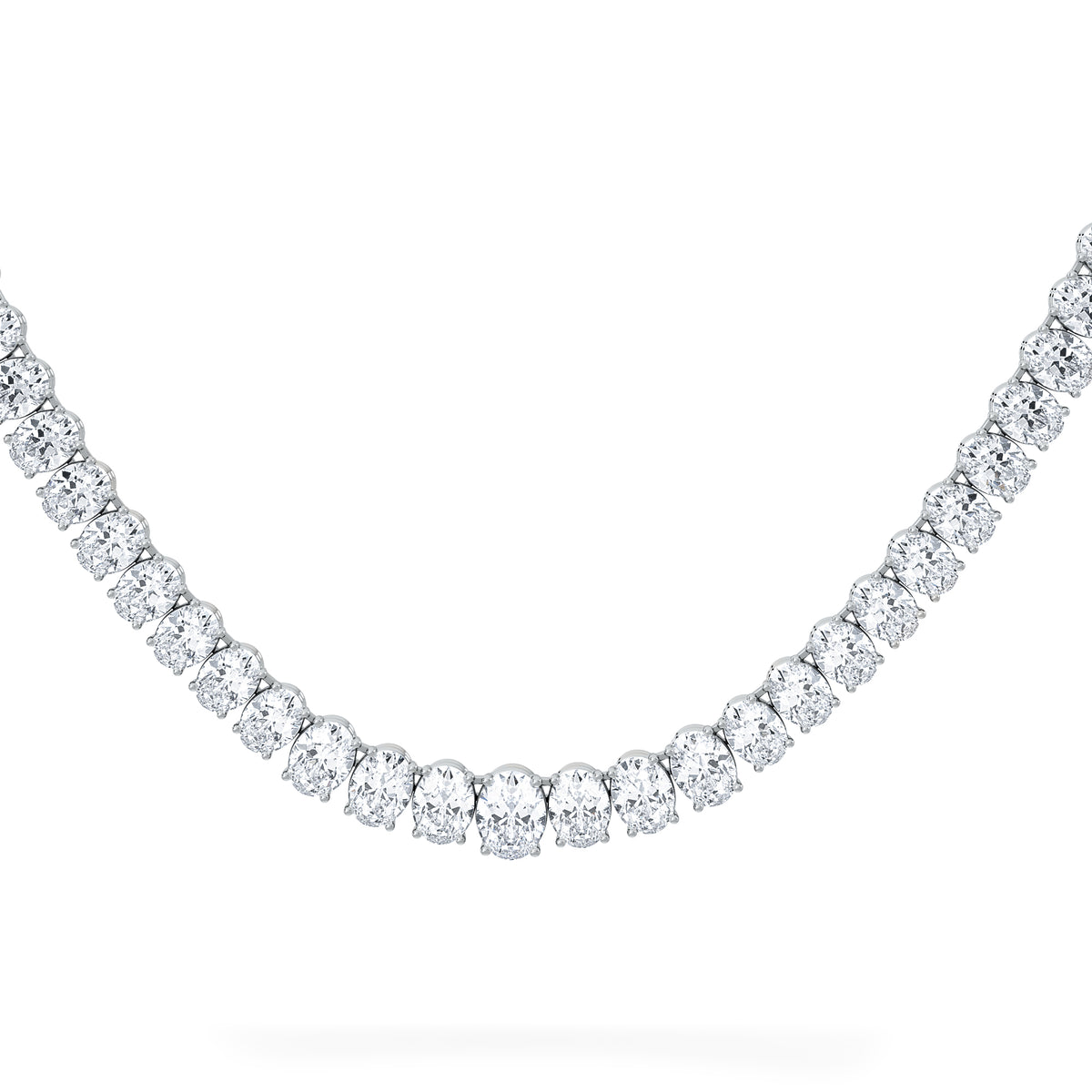 LUXE 33.00ct Lab Diamond Necklace with IGI Certified Oval-Cut Diamonds in 18K White Gold