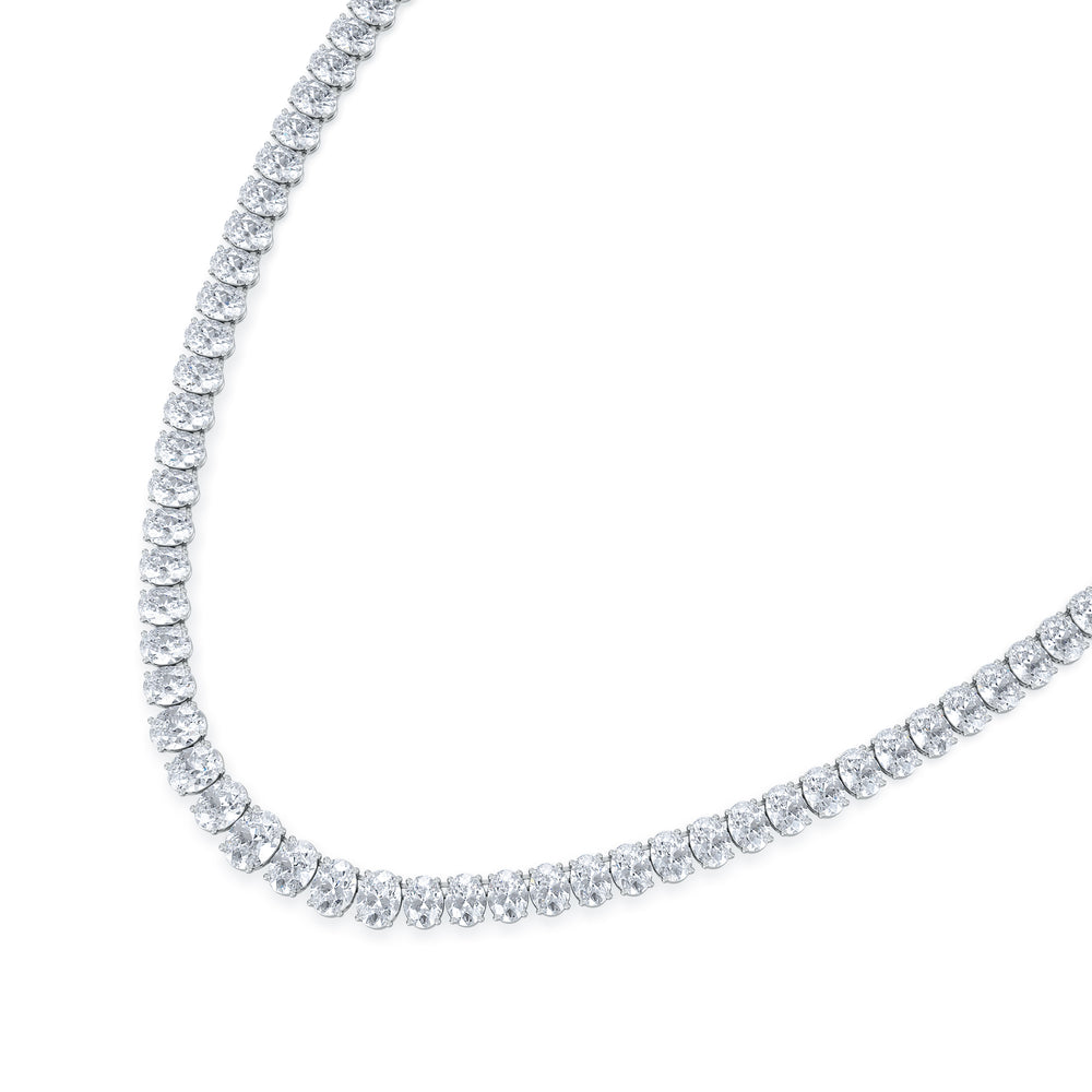 LUXE 33.00ct Lab Diamond Necklace with IGI Certified Oval-Cut Diamonds in 18K White Gold