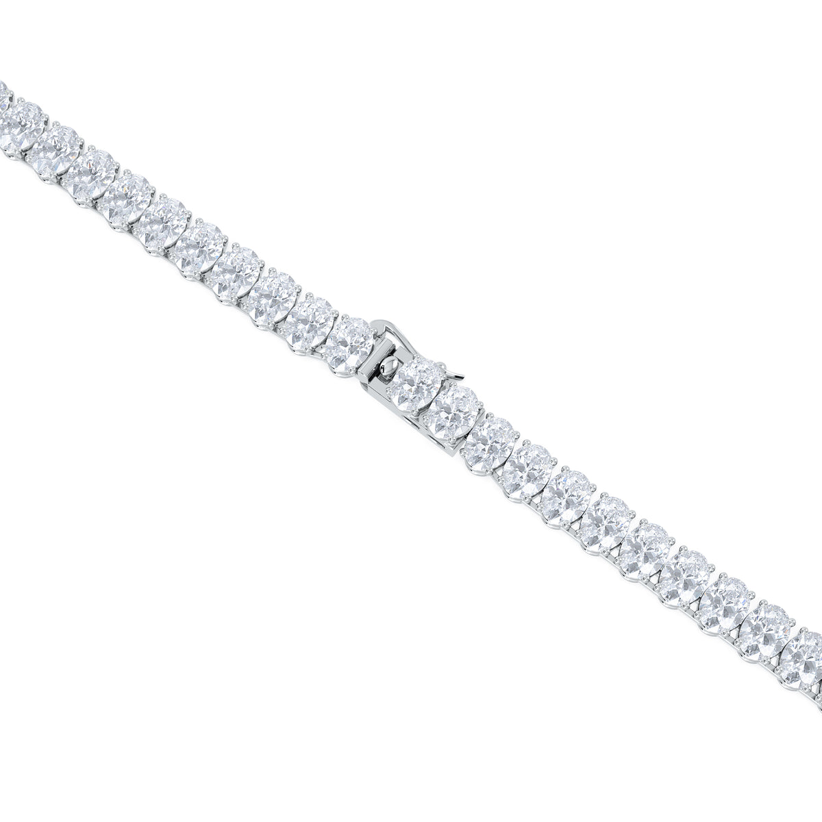 LUXE 33.00ct Lab Diamond Necklace with IGI Certified Oval-Cut Diamonds in 18K White Gold