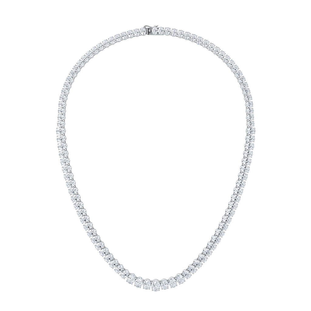 LUXE 33.00ct Lab Diamond Necklace with IGI Certified Oval-Cut Diamonds in 18K White Gold