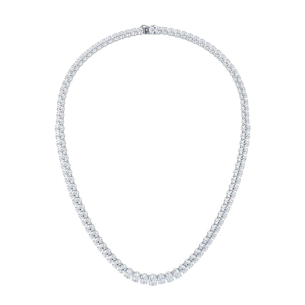 LUXE 33.00ct Lab Diamond Necklace with IGI Certified Oval-Cut Diamonds in 18K White Gold
