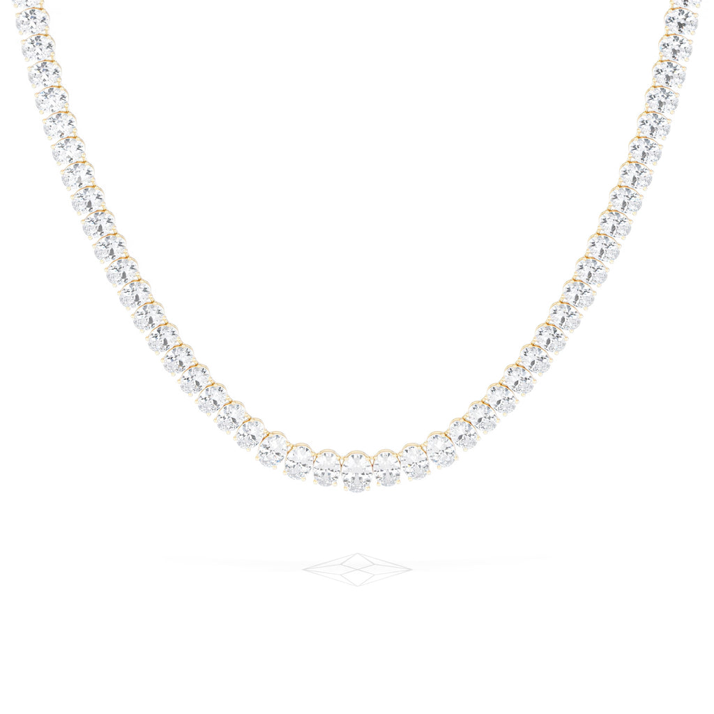 LUXE 33.00ct Lab Diamond Necklace with IGI Certified Oval-Cut Diamonds in 18K Yellow Gold