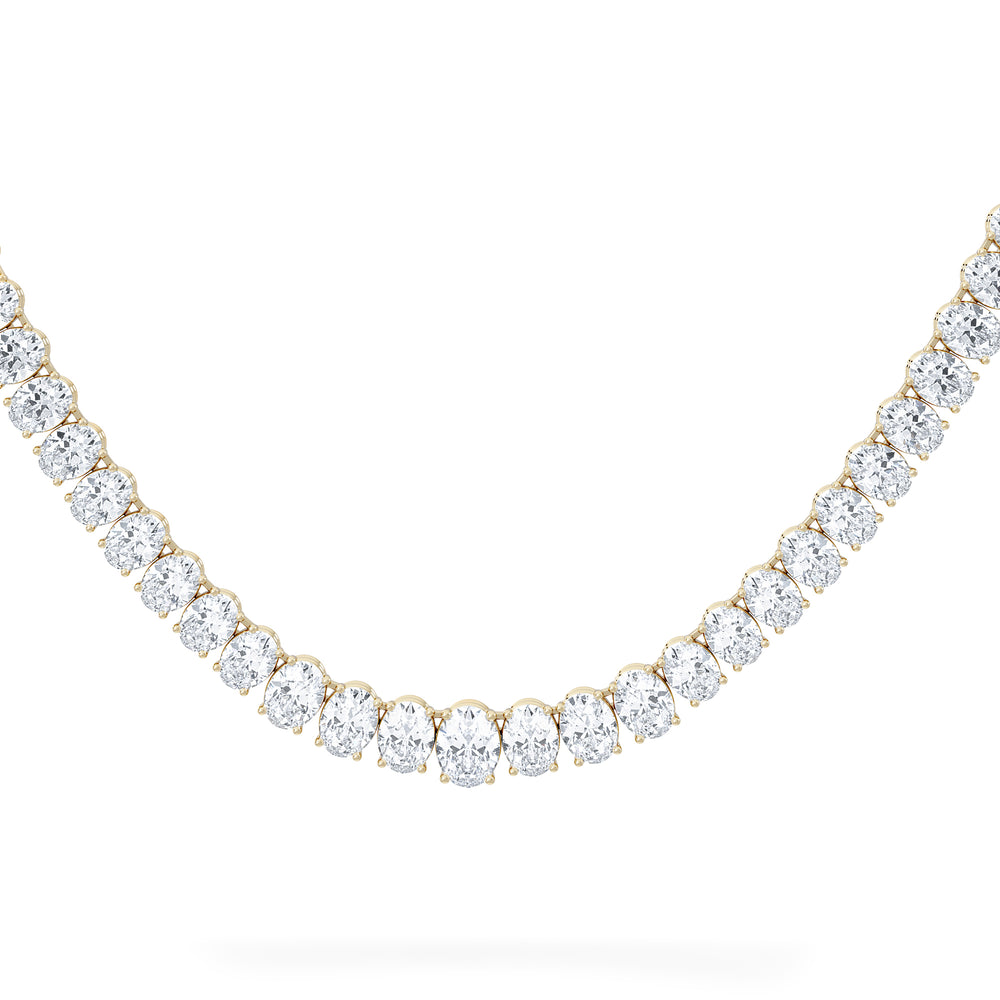 LUXE 33.00ct Lab Diamond Necklace with IGI Certified Oval-Cut Diamonds in 18K Yellow Gold