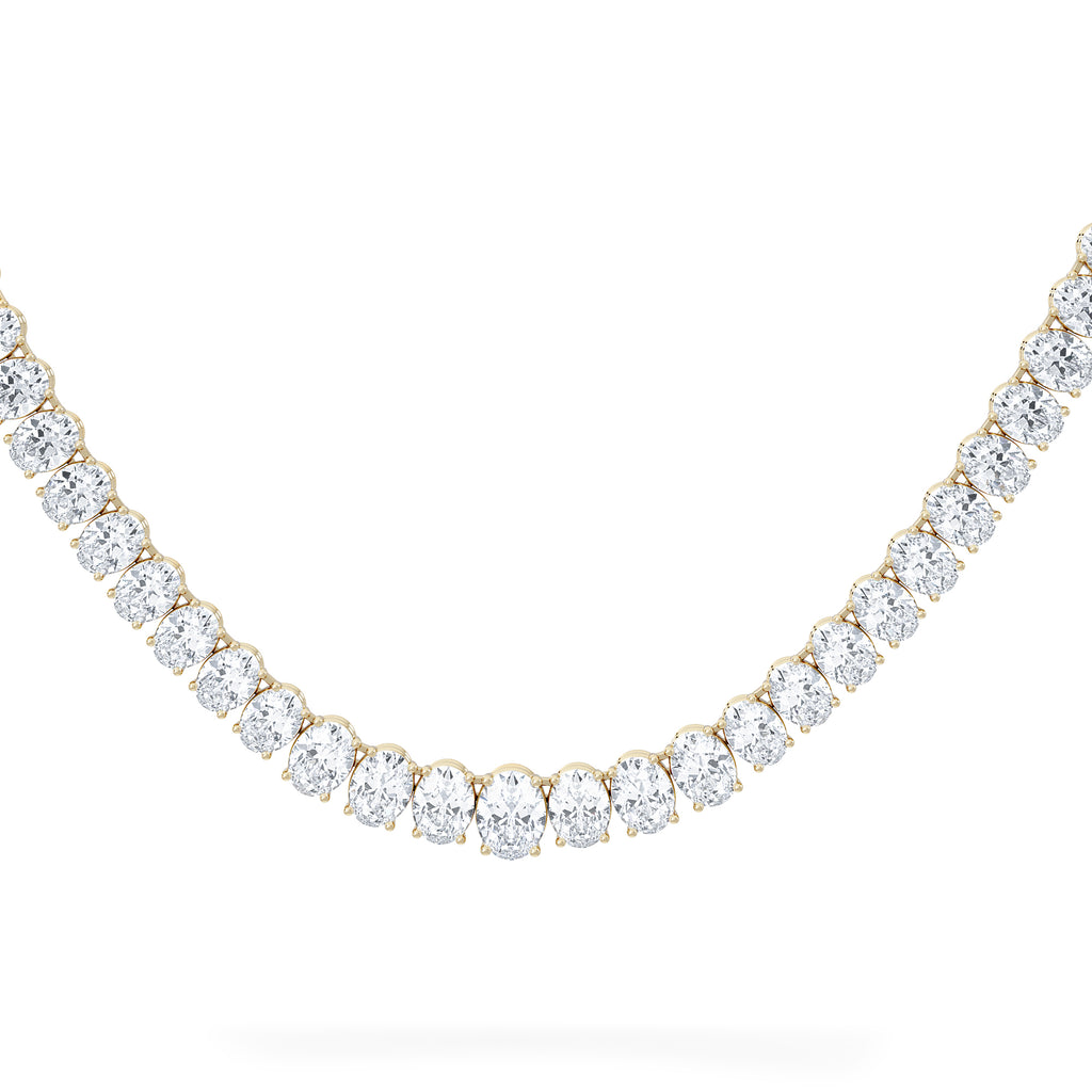 LUXE 33.00ct Lab Diamond Necklace with IGI Certified Oval-Cut Diamonds in 18K Yellow Gold