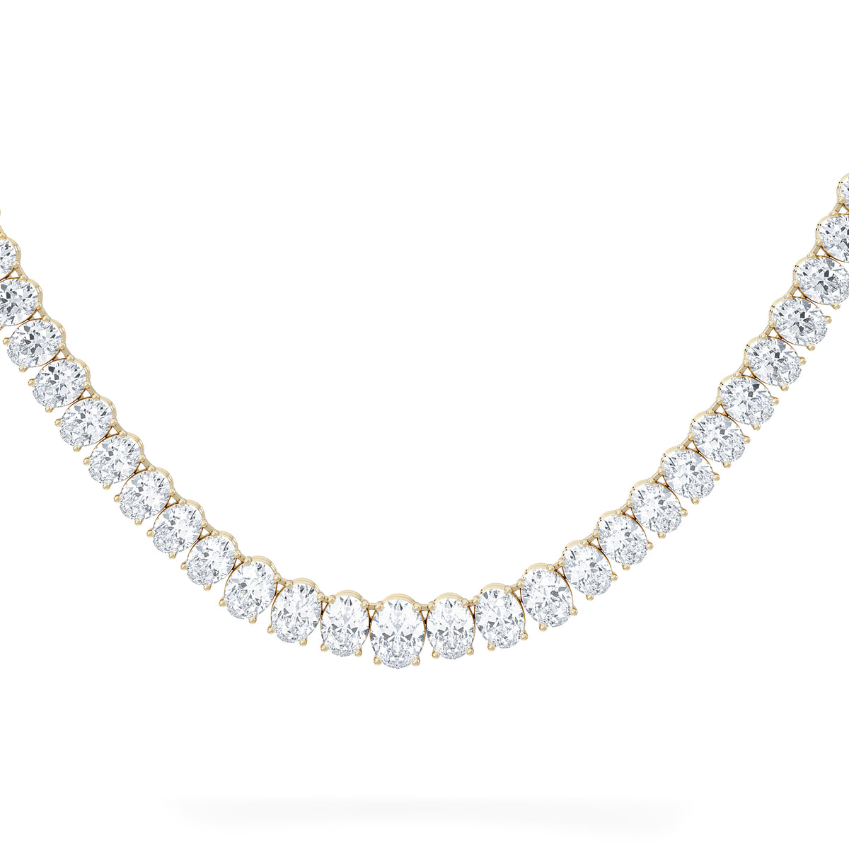 LUXE 33.00ct Lab Diamond Necklace with IGI Certified Oval-Cut Diamonds in 18K Yellow Gold