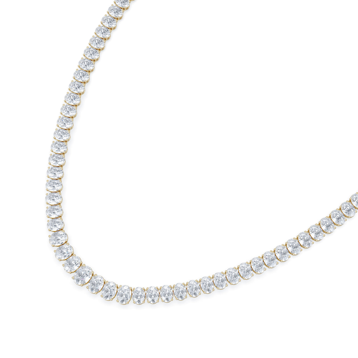 LUXE 33.00ct Lab Diamond Necklace with IGI Certified Oval-Cut Diamonds in 18K Yellow Gold
