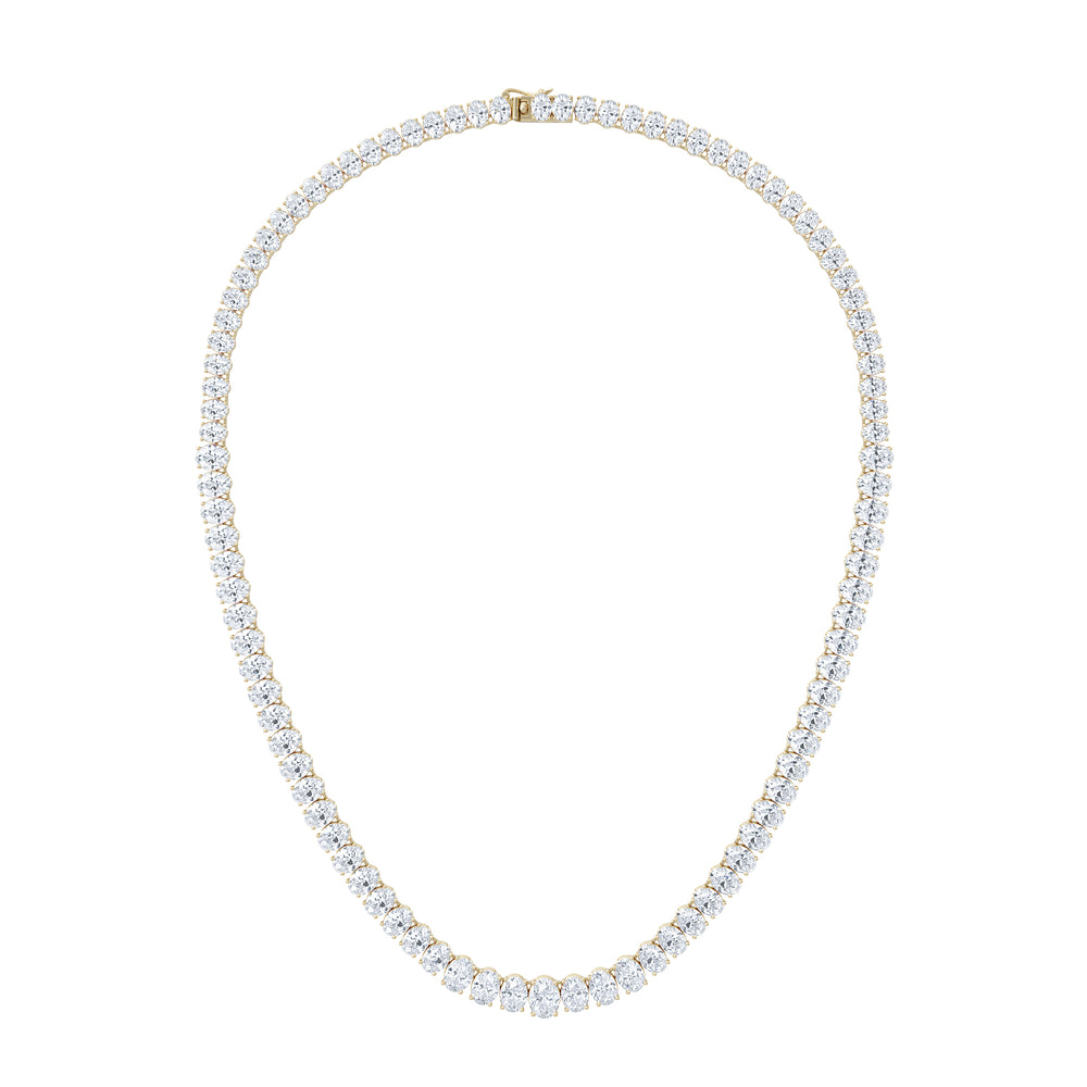 LUXE 33.00ct Lab Diamond Necklace with IGI Certified Oval-Cut Diamonds in 18K Yellow Gold