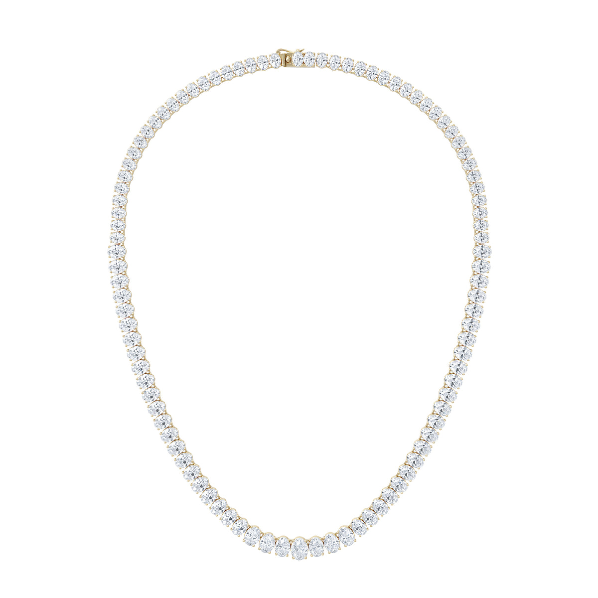 LUXE 33.00ct Lab Diamond Necklace with IGI Certified Oval-Cut Diamonds in 18K Yellow Gold