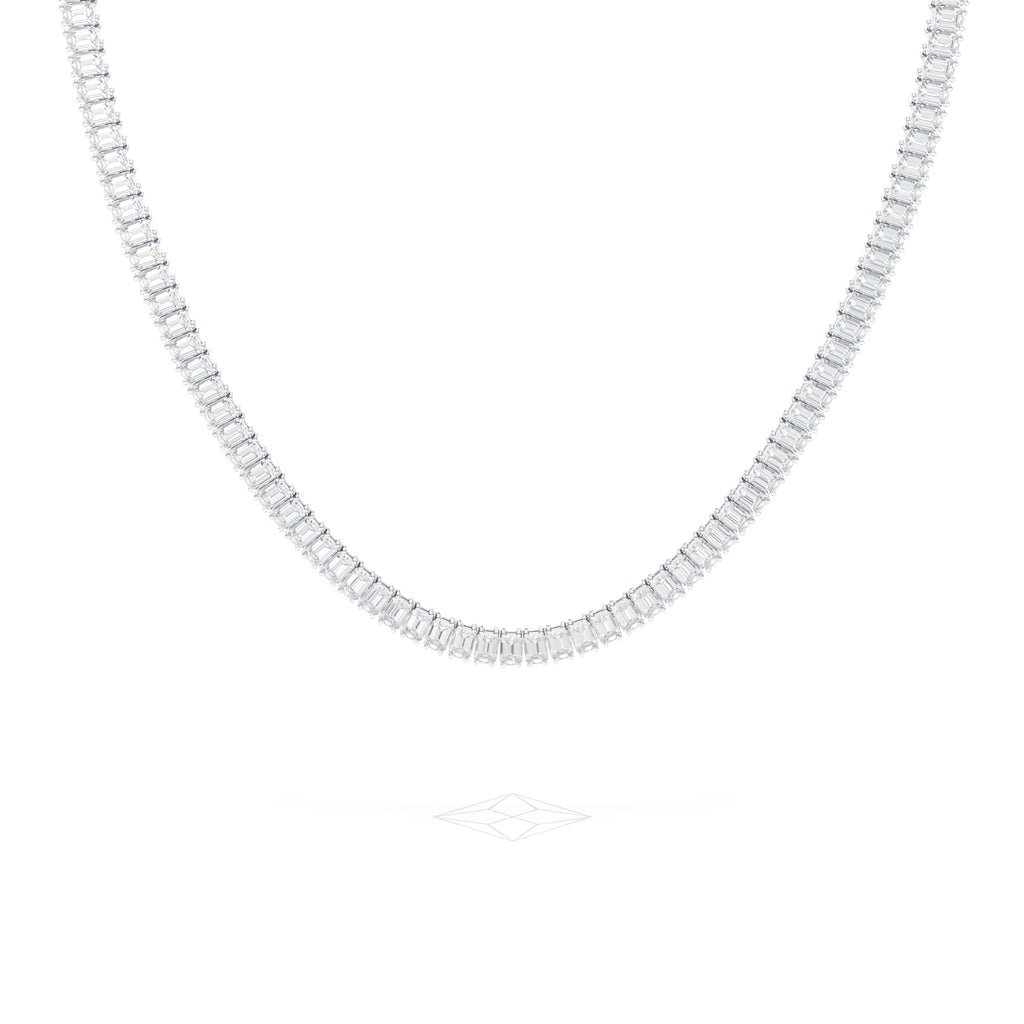 LUXE 27.00ct Lab Diamond Necklace with IGI Certified Emerald-Cut Diamonds in 18K White Gold