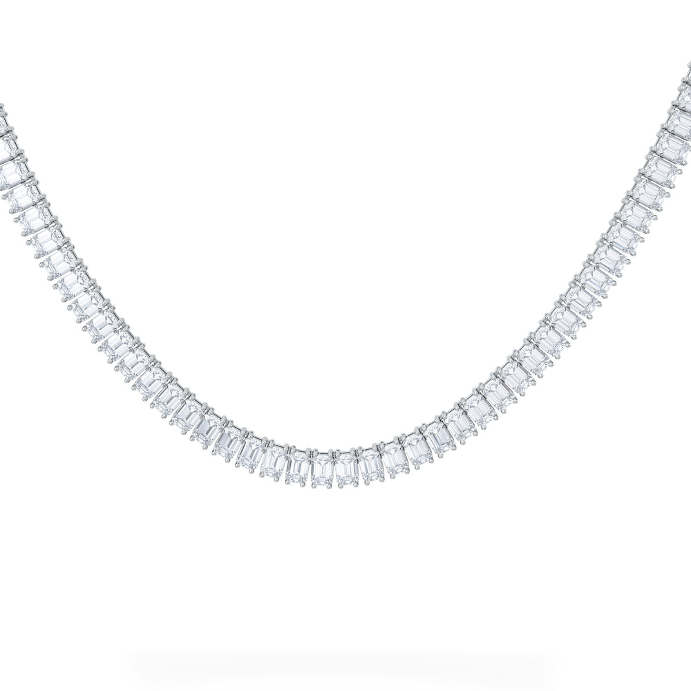 LUXE 27.00ct Lab Diamond Necklace with IGI Certified Emerald-Cut Diamonds in 18K White Gold