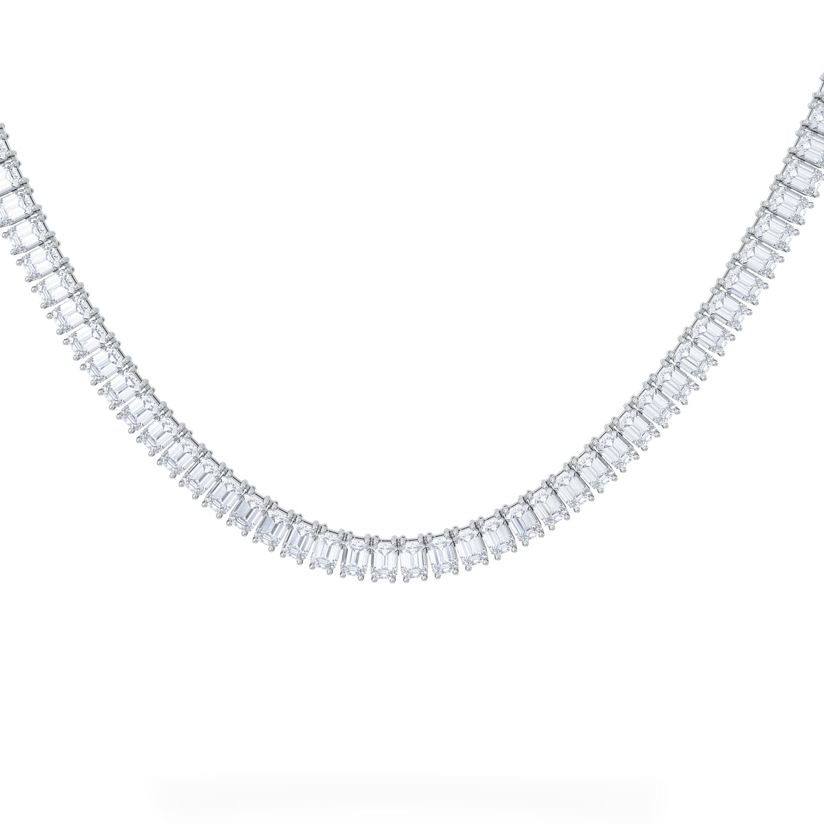 LUXE 27.00ct Lab Diamond Necklace with IGI Certified Emerald-Cut Diamonds in 18K White Gold