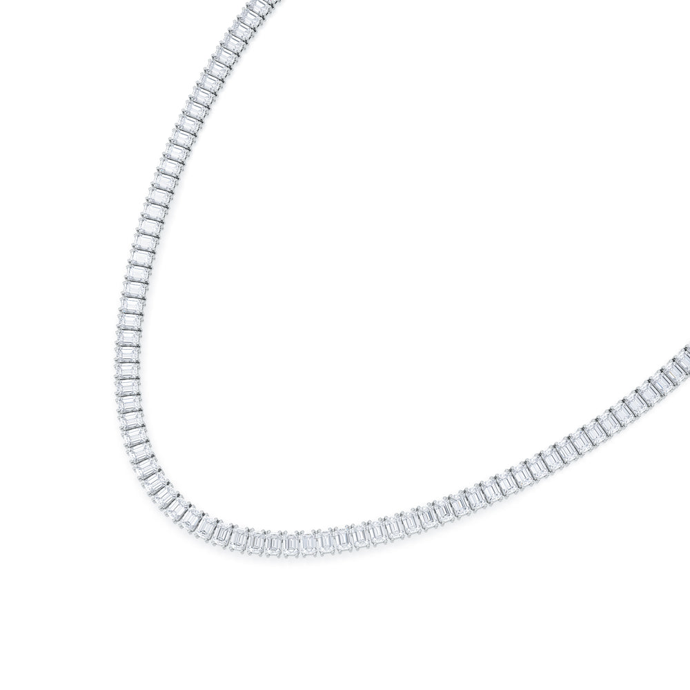 LUXE 27.00ct Lab Diamond Necklace with IGI Certified Emerald-Cut Diamonds in 18K White Gold