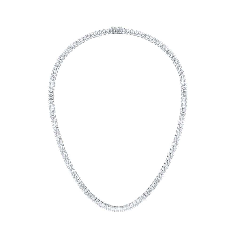 LUXE 27.00ct Lab Diamond Necklace with IGI Certified Emerald-Cut Diamonds in 18K White Gold