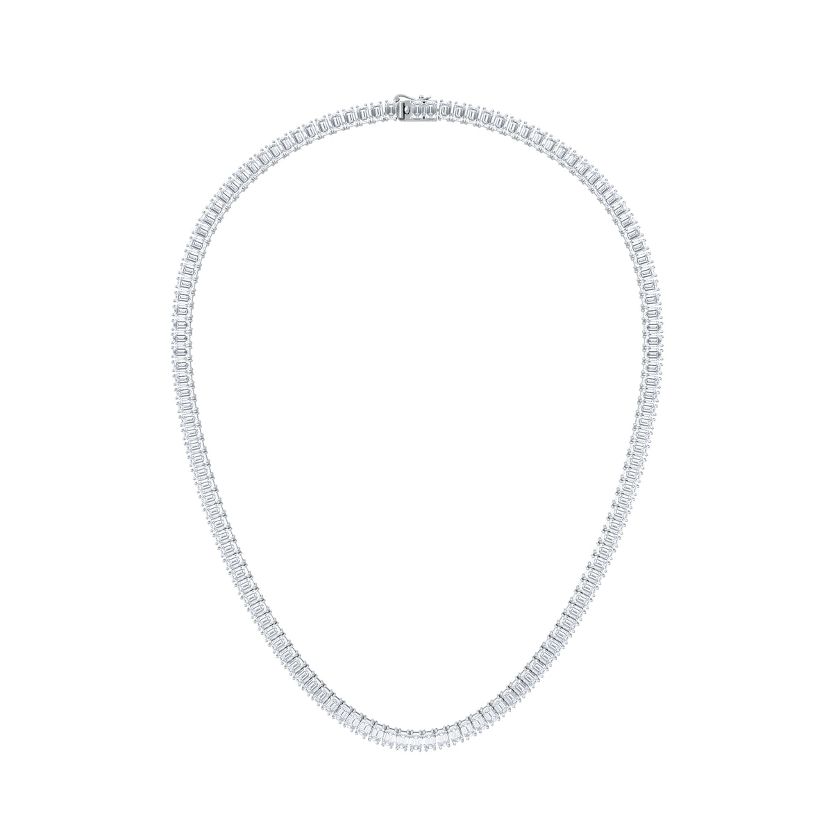 LUXE 27.00ct Lab Diamond Necklace with IGI Certified Emerald-Cut Diamonds in 18K White Gold