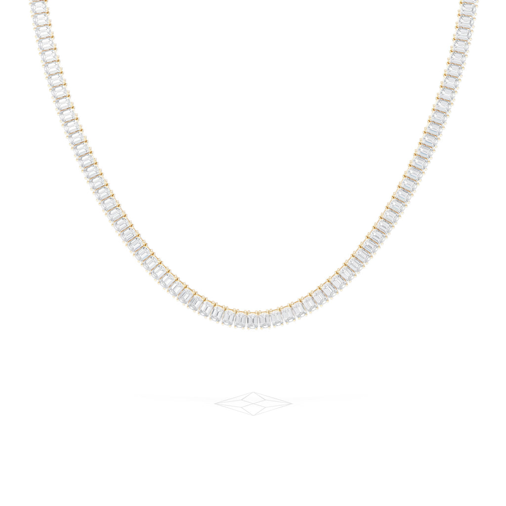 LUXE 27.00ct Lab Diamond Necklace with IGI Certified Emerald-Cut Diamonds in 18K Yellow Gold