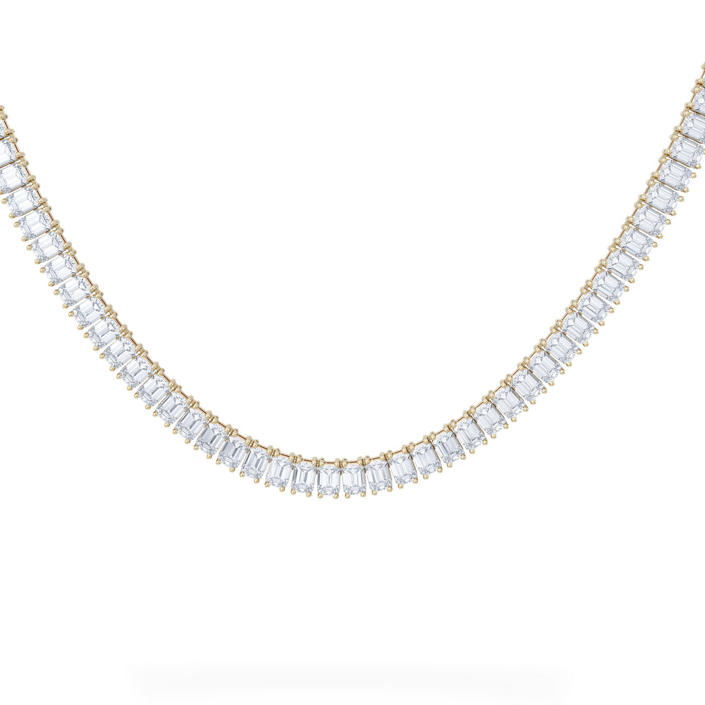 LUXE 27.00ct Lab Diamond Necklace with IGI Certified Emerald-Cut Diamonds in 18K Yellow Gold