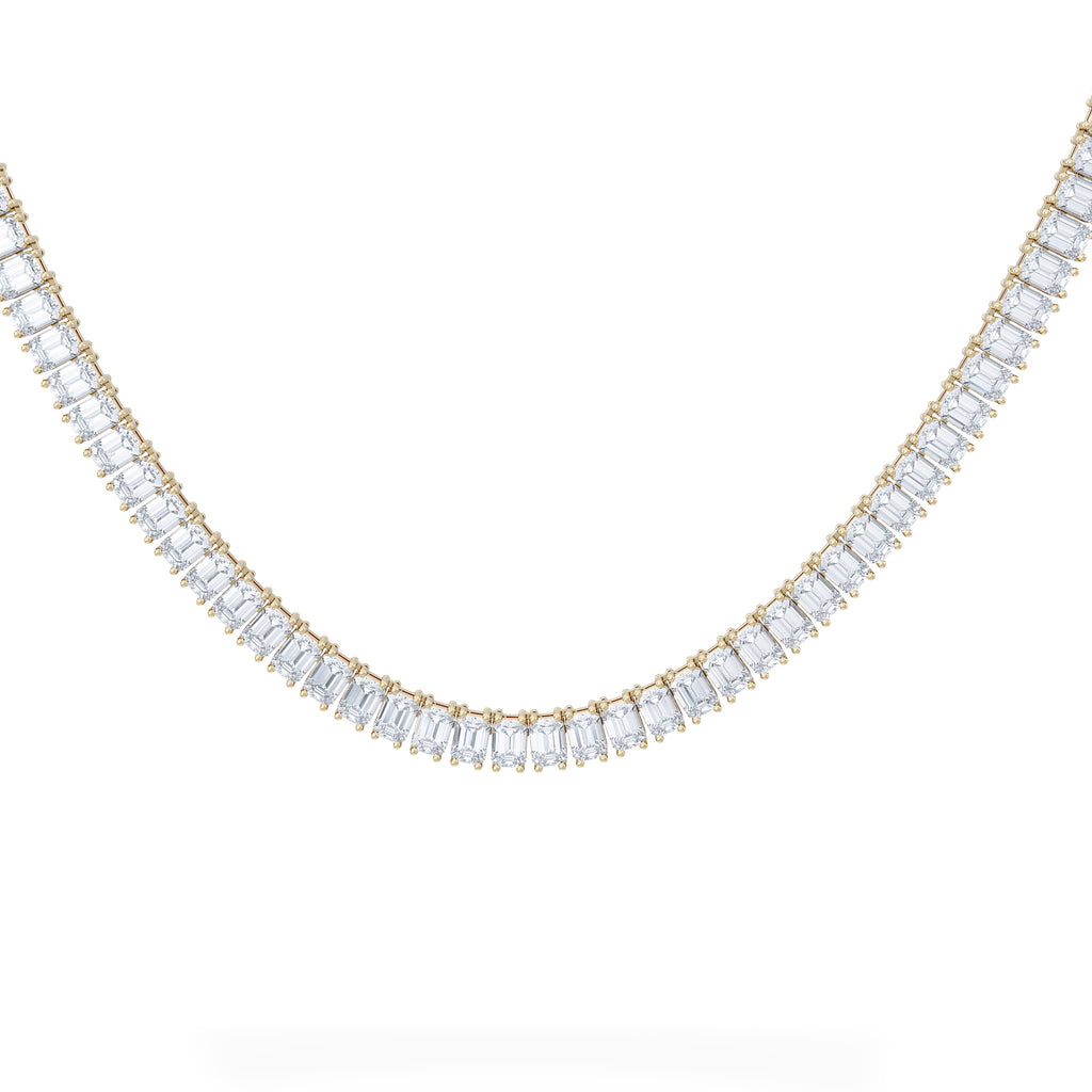 LUXE 27.00ct Lab Diamond Necklace with IGI Certified Emerald-Cut Diamonds in 18K Yellow Gold