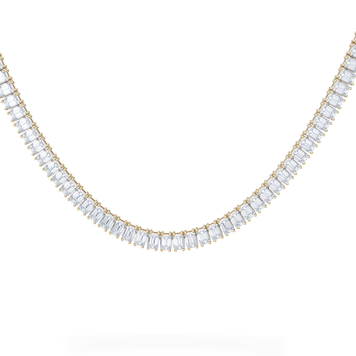 LUXE 27.00ct Lab Diamond Necklace with IGI Certified Emerald-Cut Diamonds in 18K Yellow Gold