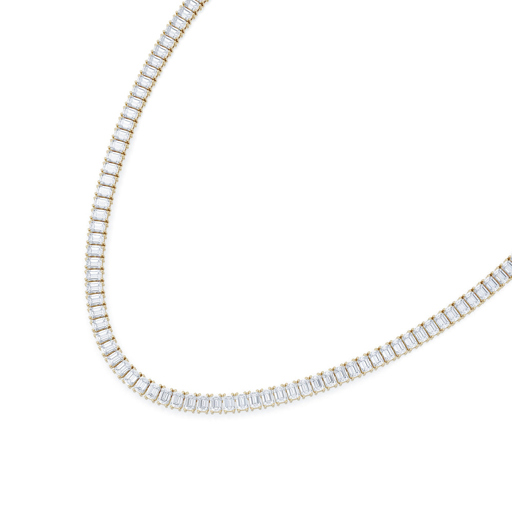 LUXE 27.00ct Lab Diamond Necklace with IGI Certified Emerald-Cut Diamonds in 18K Yellow Gold