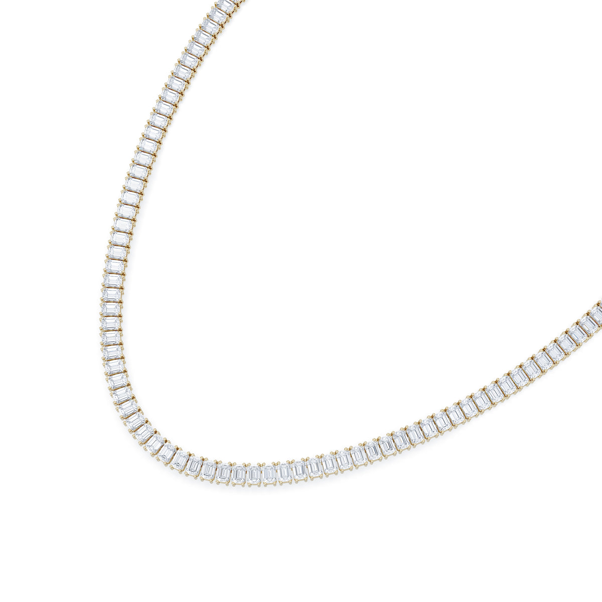 LUXE 27.00ct Lab Diamond Necklace with IGI Certified Emerald-Cut Diamonds in 18K Yellow Gold