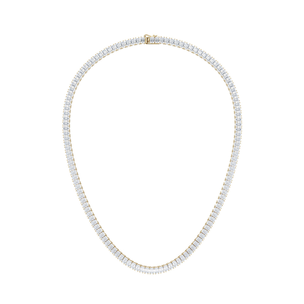 LUXE 27.00ct Lab Diamond Necklace with IGI Certified Emerald-Cut Diamonds in 18K Yellow Gold