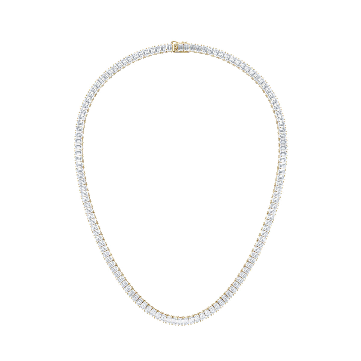 LUXE 27.00ct Lab Diamond Necklace with IGI Certified Emerald-Cut Diamonds in 18K Yellow Gold