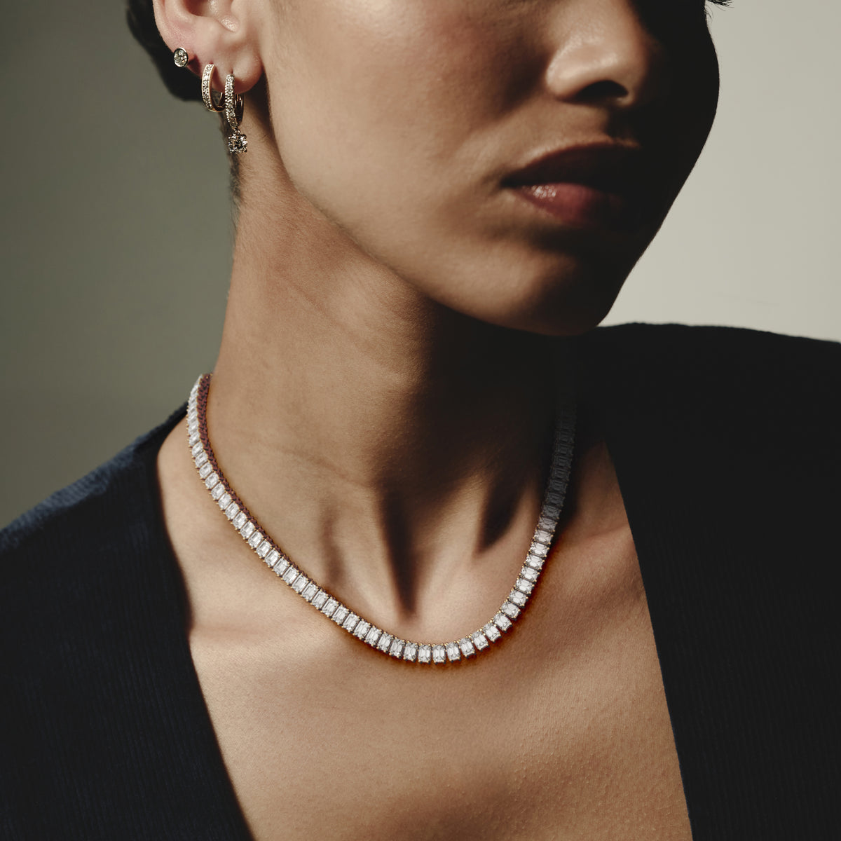 LUXE 27.00ct Lab Diamond Necklace with IGI Certified Emerald-Cut Diamonds in 18K Yellow Gold
