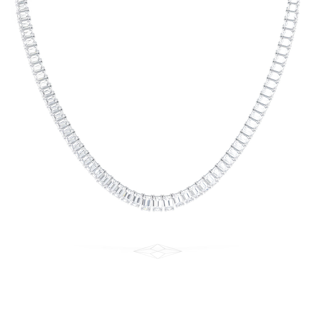 LUXE 33.00ct Lab Diamond Necklace with IGI Certified Emerald-Cut Diamonds in 18K White Gold