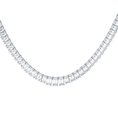 LUXE 33.00ct Lab Diamond Necklace with IGI Certified Emerald-Cut Diamonds in 18K White Gold