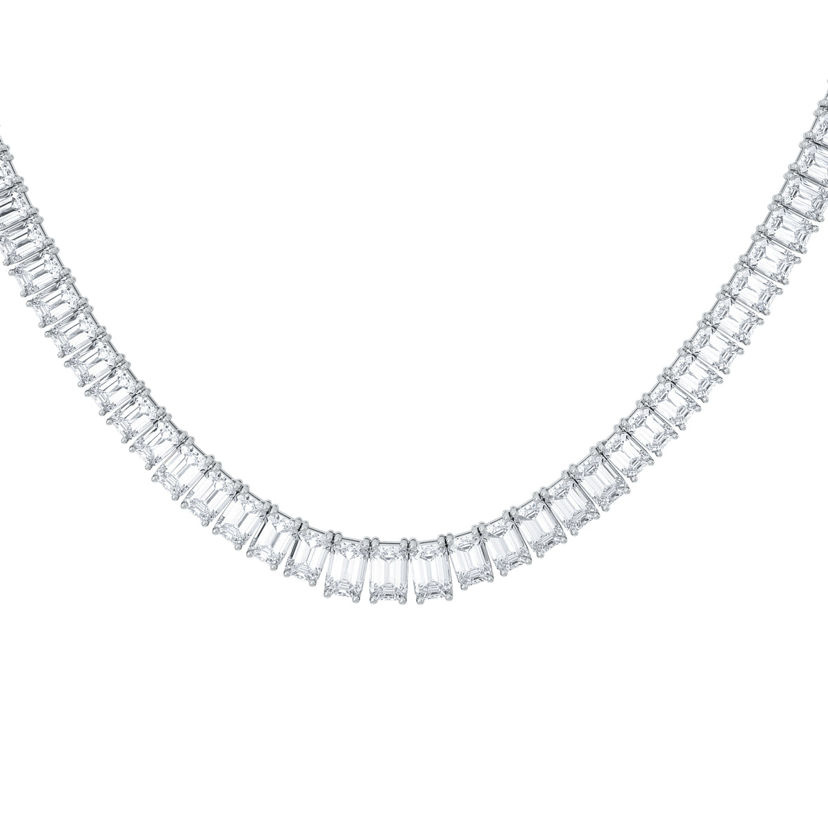 LUXE 33.00ct Lab Diamond Necklace with IGI Certified Emerald-Cut Diamonds in 18K White Gold