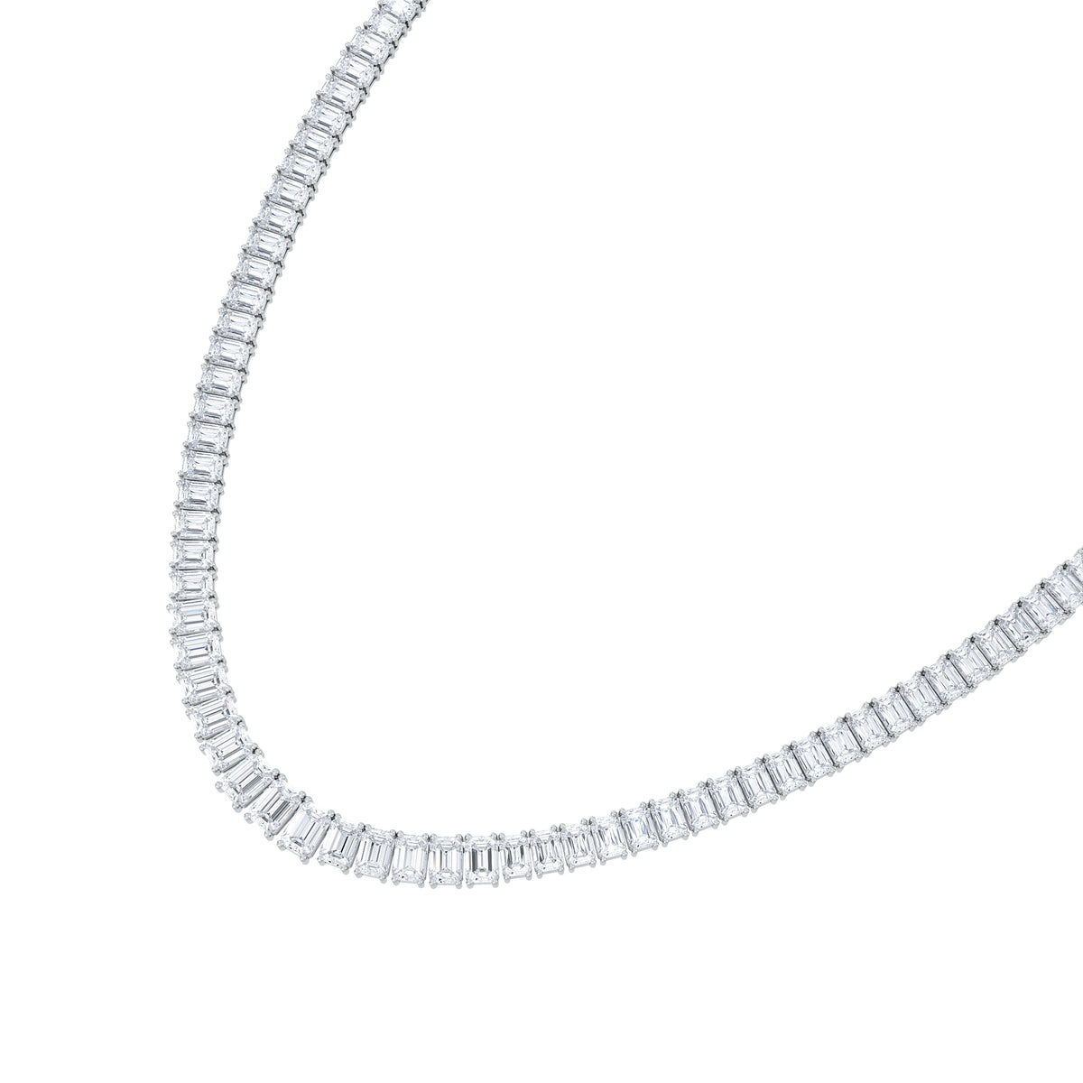 LUXE 33.00ct Lab Diamond Necklace with IGI Certified Emerald-Cut Diamonds in 18K White Gold