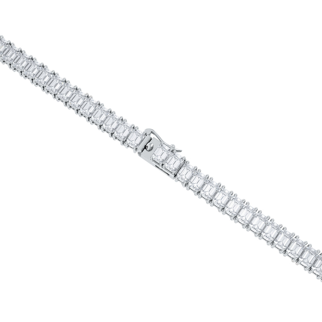 LUXE 33.00ct Lab Diamond Necklace with IGI Certified Emerald-Cut Diamonds in 18K White Gold