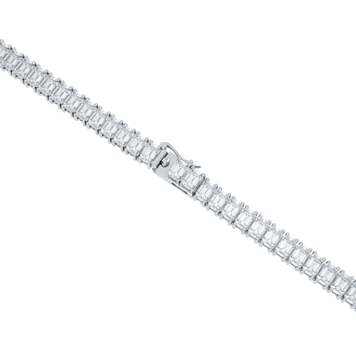 LUXE 33.00ct Lab Diamond Necklace with IGI Certified Emerald-Cut Diamonds in 18K White Gold