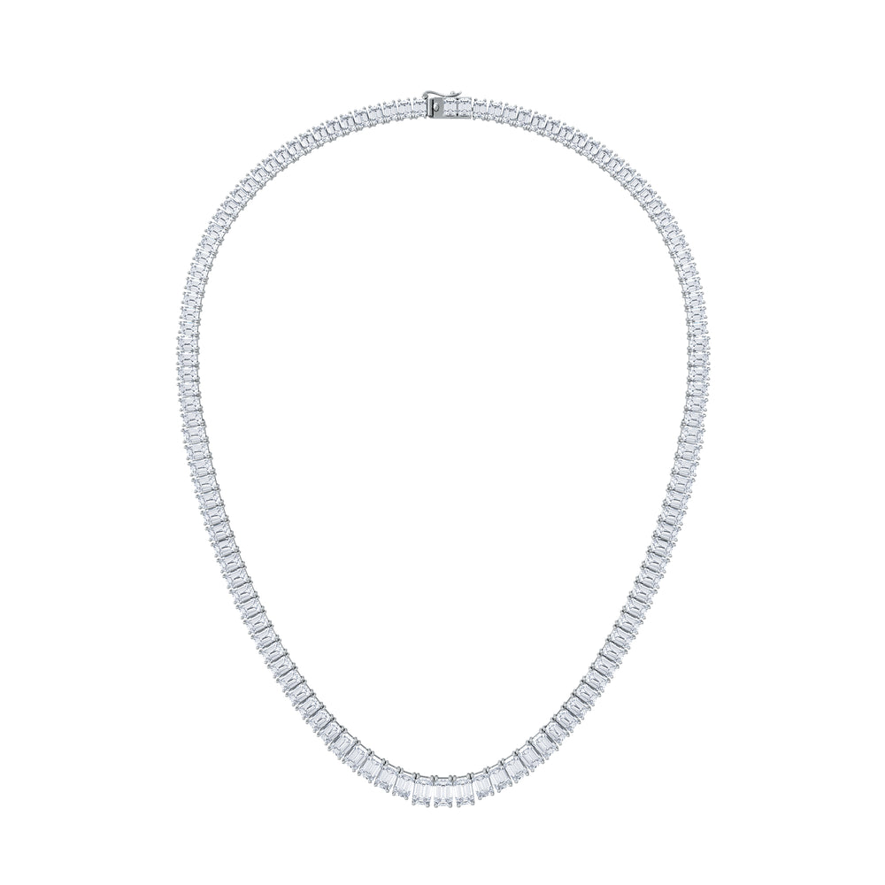 LUXE 33.00ct Lab Diamond Necklace with IGI Certified Emerald-Cut Diamonds in 18K White Gold